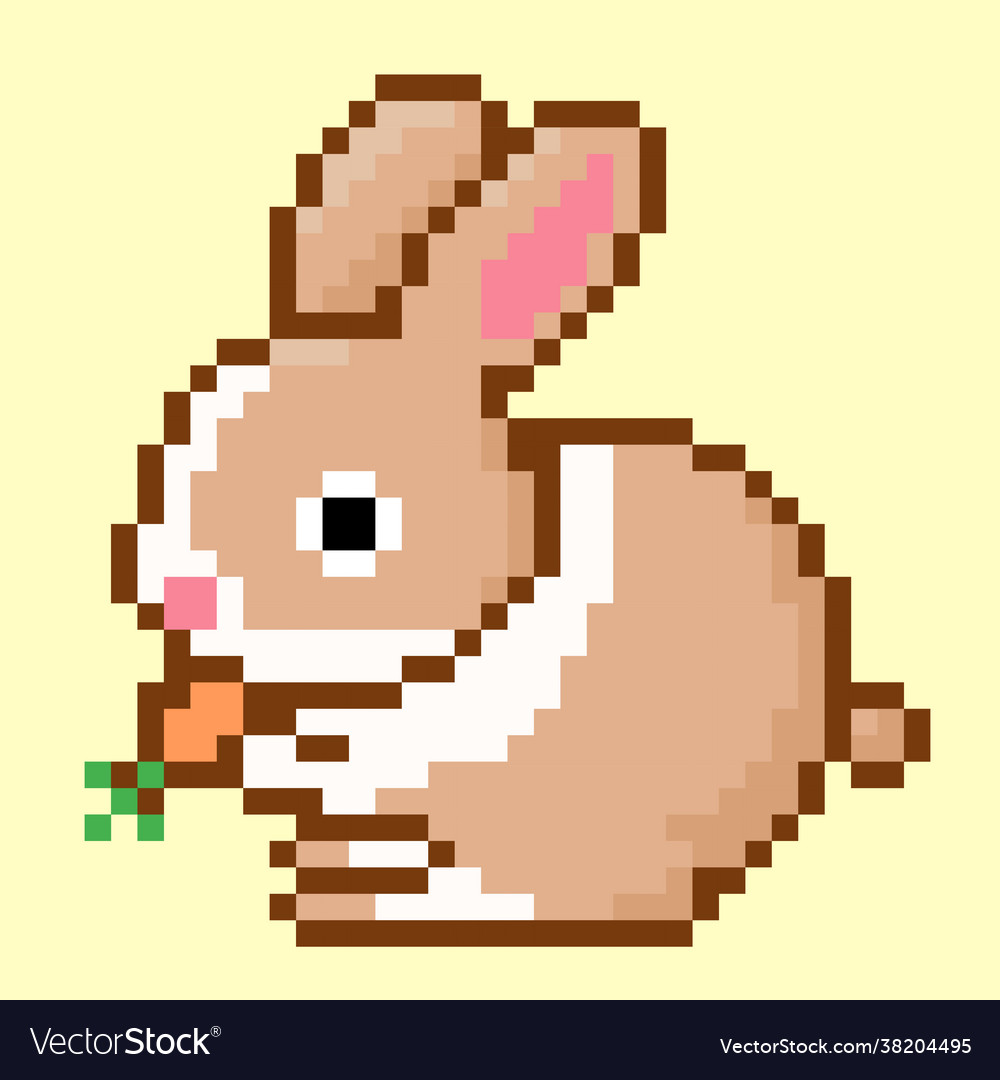 Pixel rabbit image for 8 bit game assets