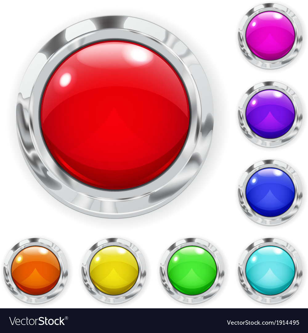 Set of big multicolored glass buttons Royalty Free Vector