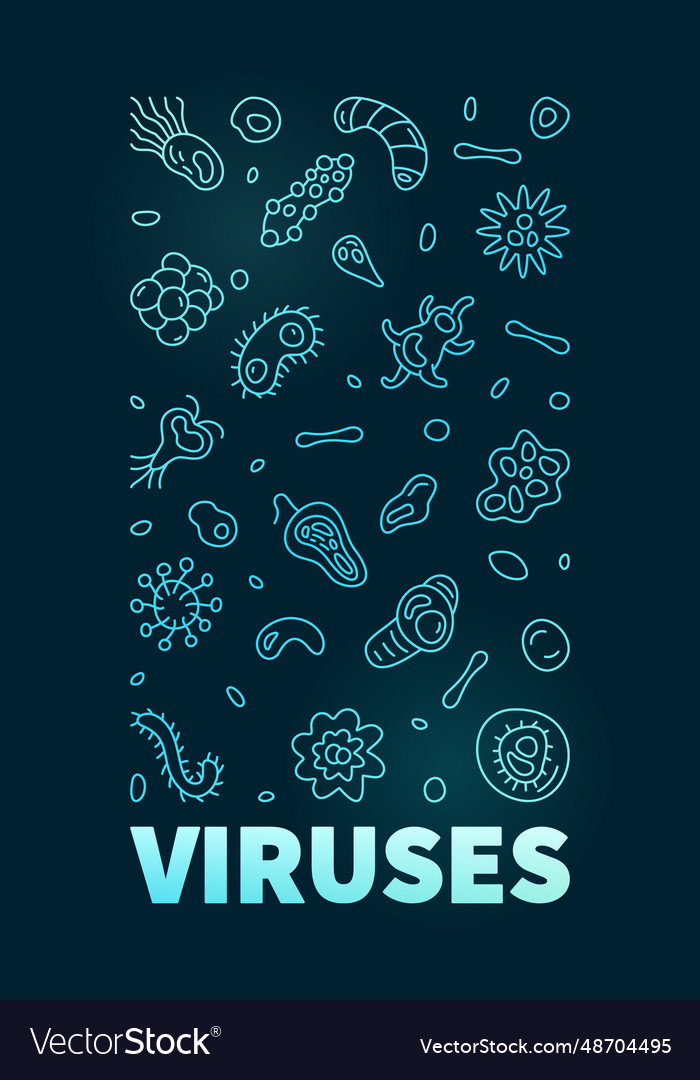 Viruses concept outline blue vertical banner made Vector Image