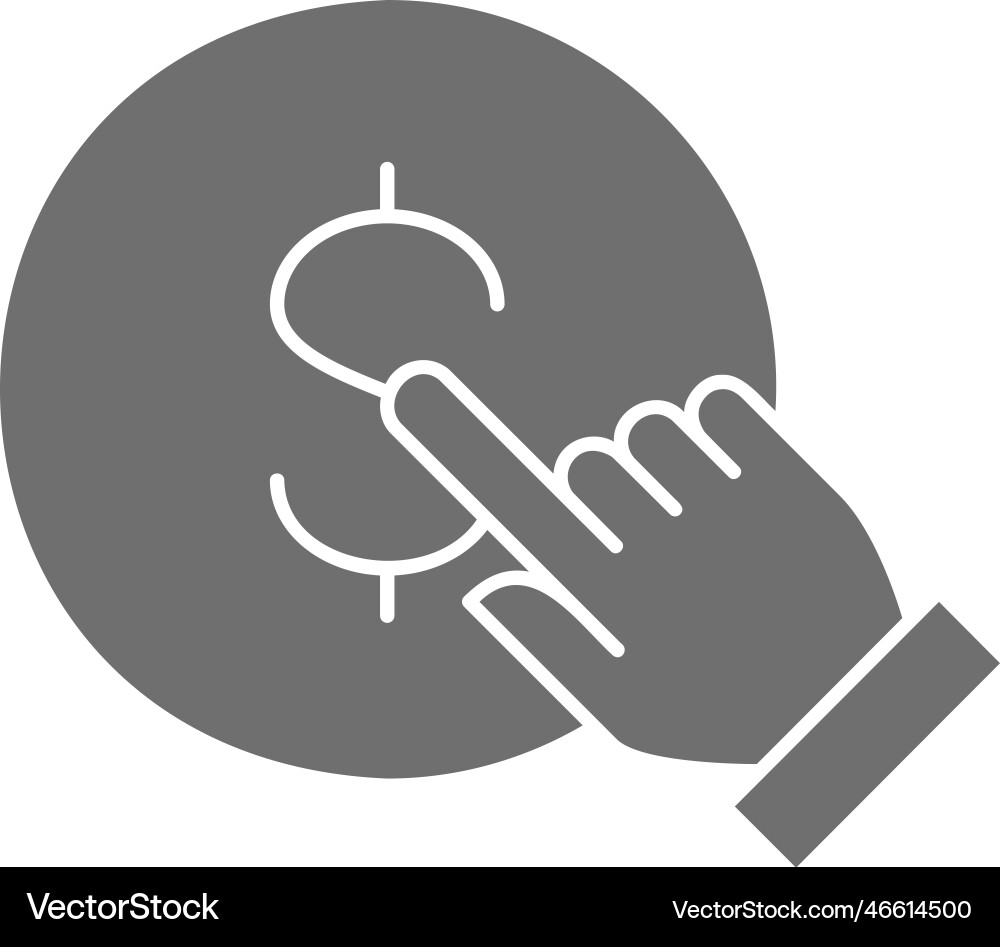 Finger click the coin button press touch Vector Image