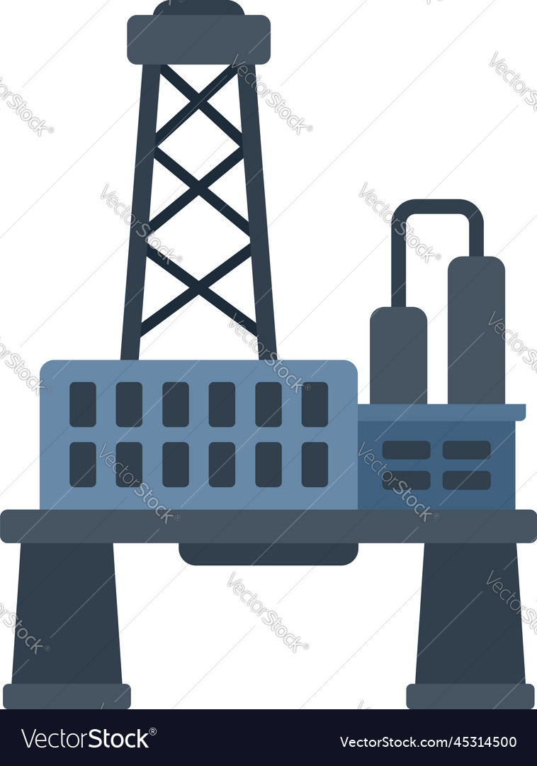 Gasoline Rig Icon Flat Sea Oil Royalty Free Vector Image