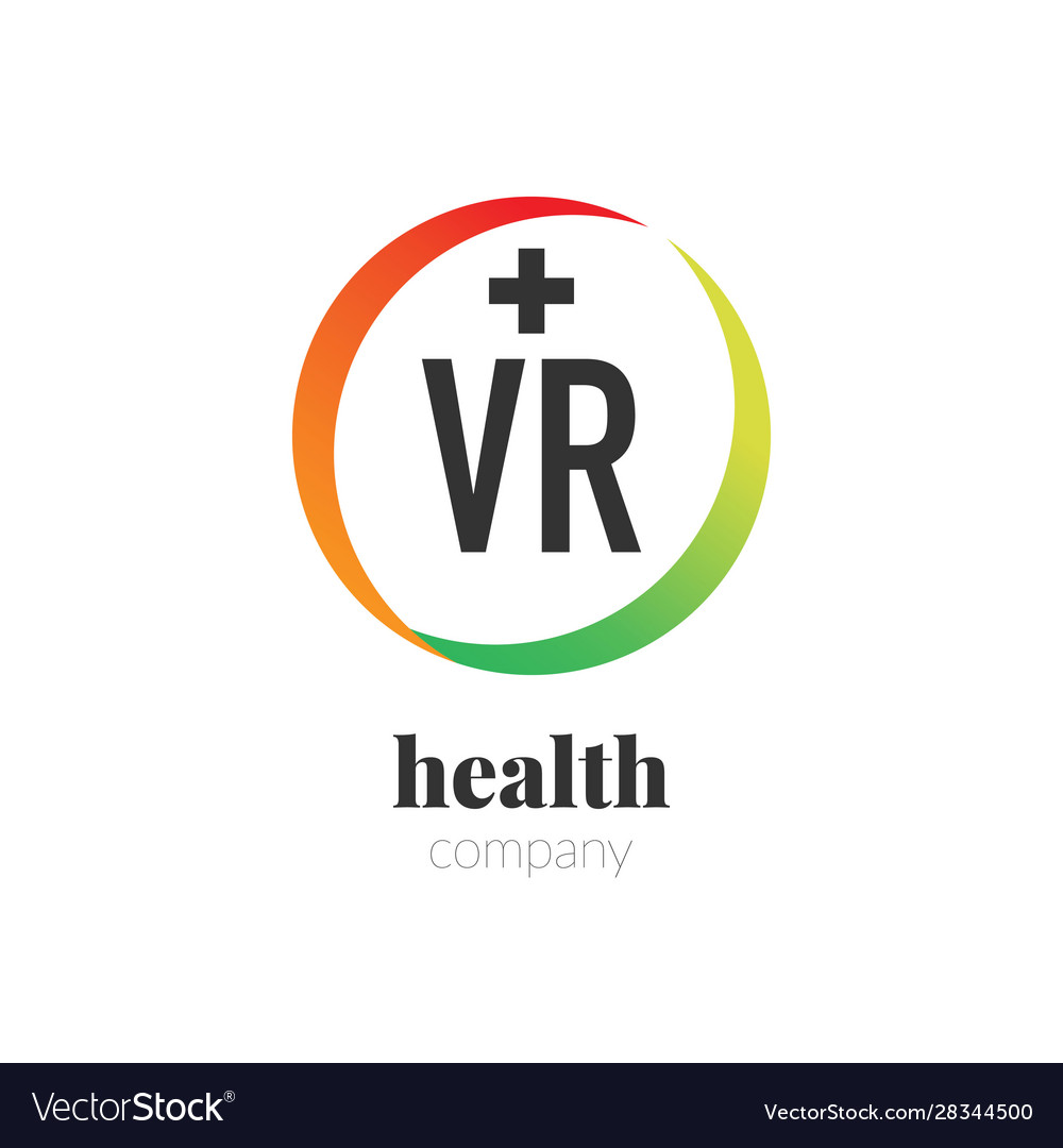 Initial letter vr creative health logo company