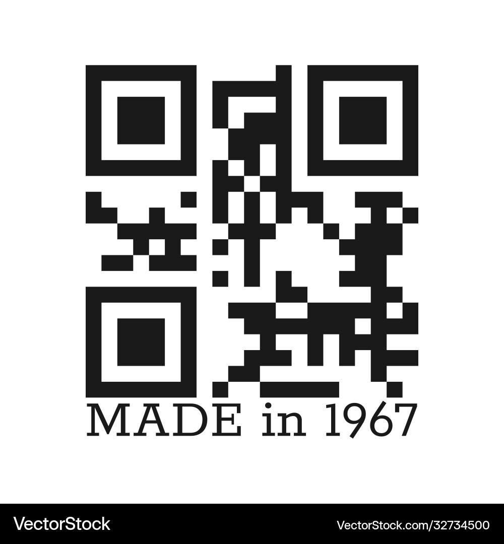 Inscription is made in 1967 with a real qr code Vector Image