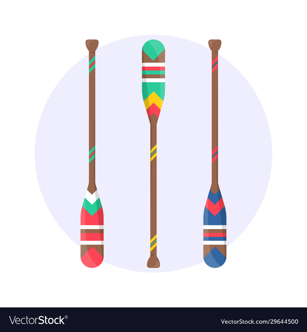 Set cute oar paddle boat in cartoon