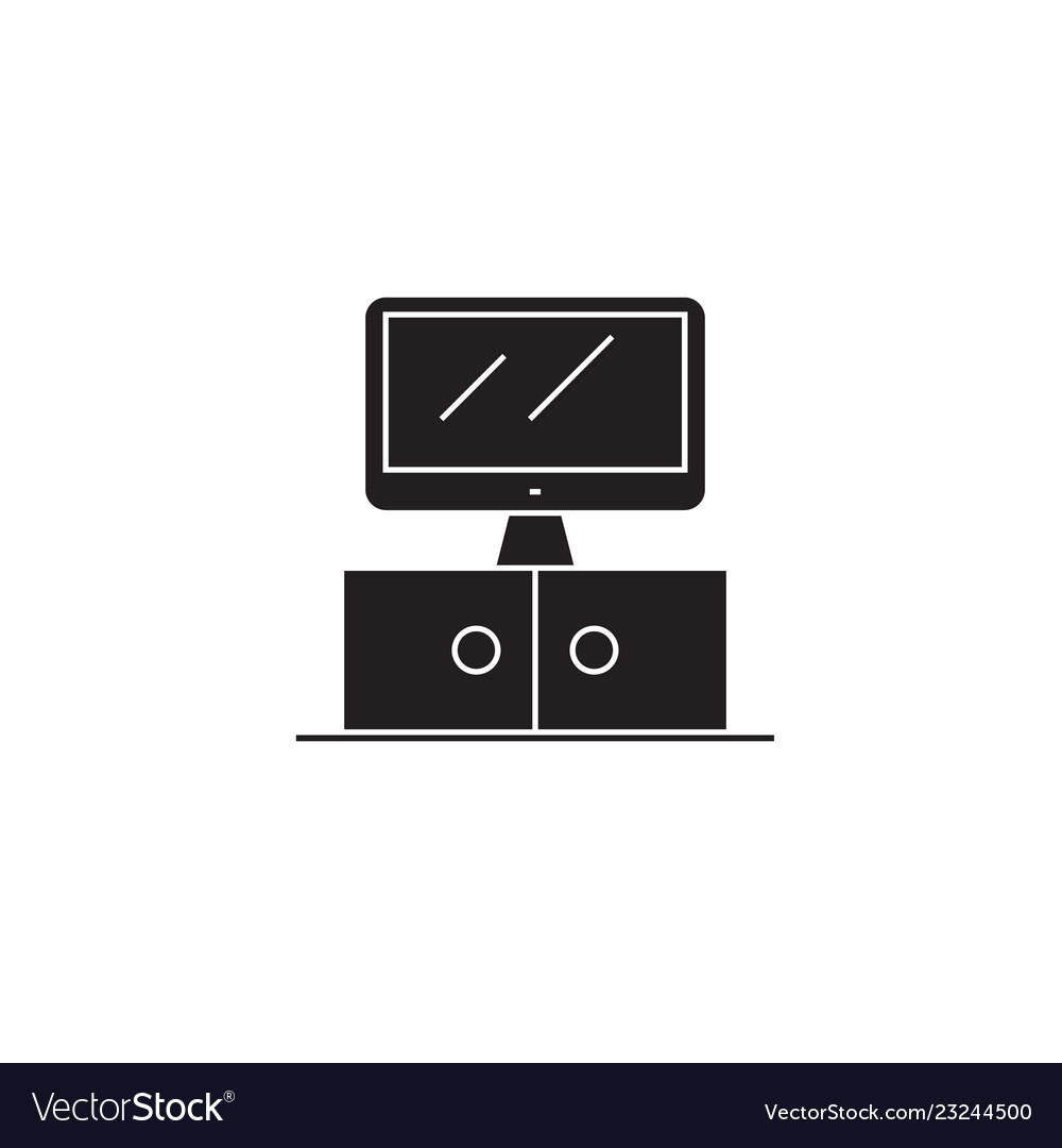 Tv on a nightstand black concept icon Royalty Free Vector