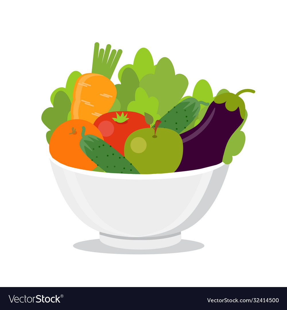 Vegetables on a plate healthy food concept vegan Vector Image