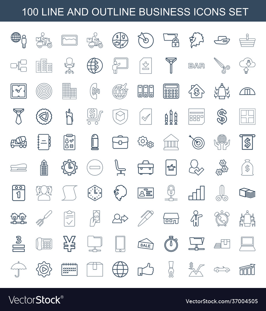 100 business icons Royalty Free Vector Image - VectorStock