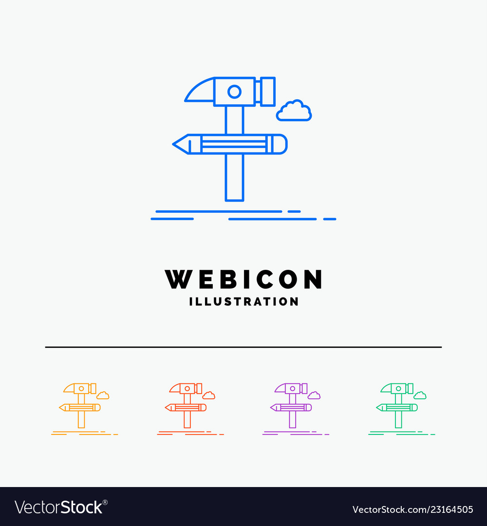 Build design develop tool tools 5 color line web vector image Build design develop tool tools 5 color line web