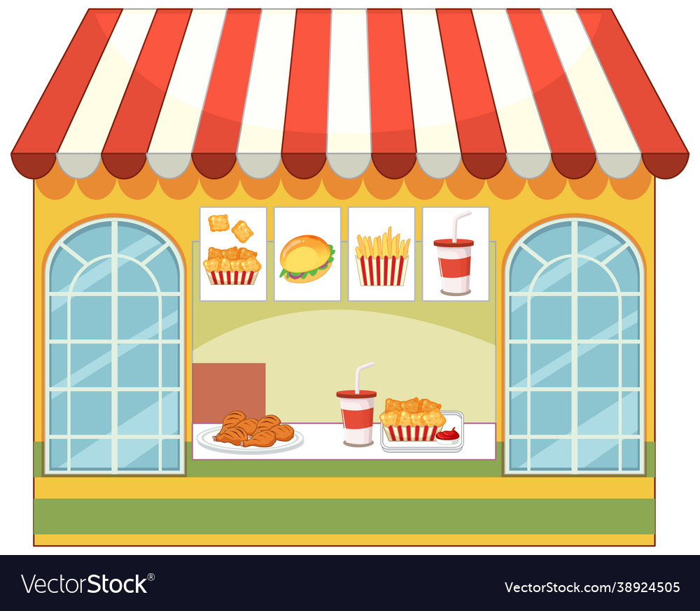 Front fast food store isolated Royalty Free Vector Image