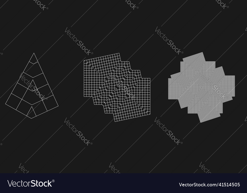 Geometric grid mesh in abstract mirrored form vector image Geometric grid mesh in abstract mirrored form