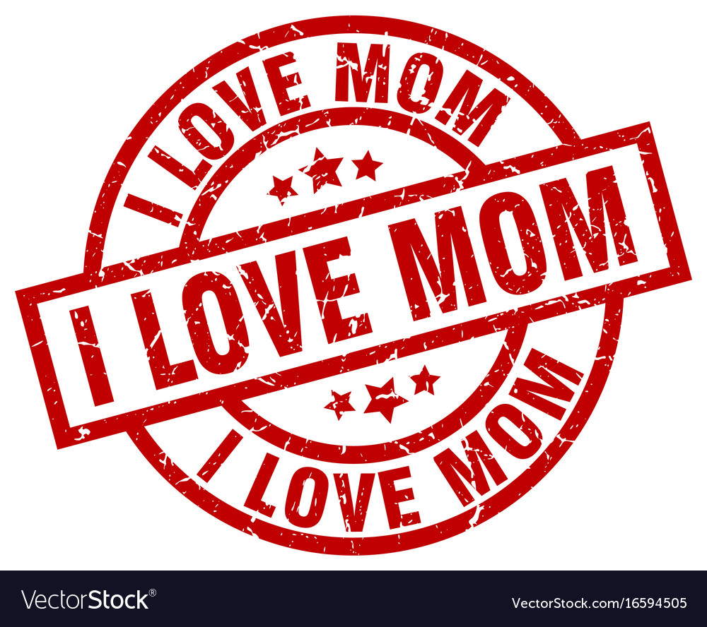 I love mom round red grunge stamp Royalty Free Vector Image