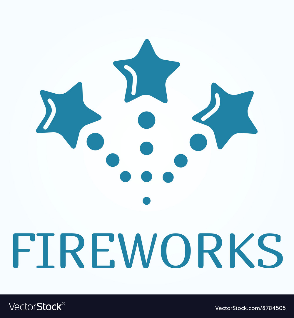 Sign or icon of fireworks in flat style