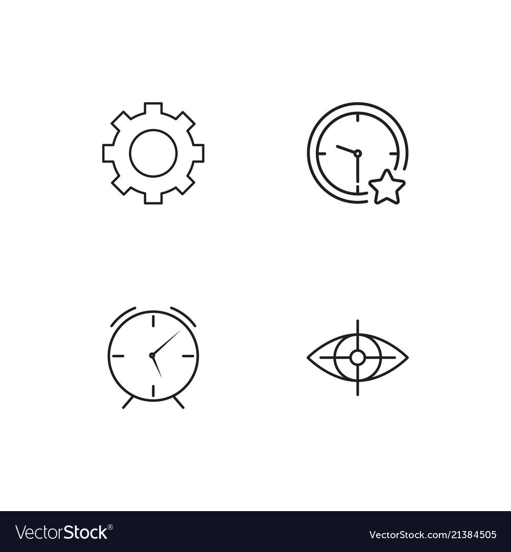 Time linear icons set simple outline