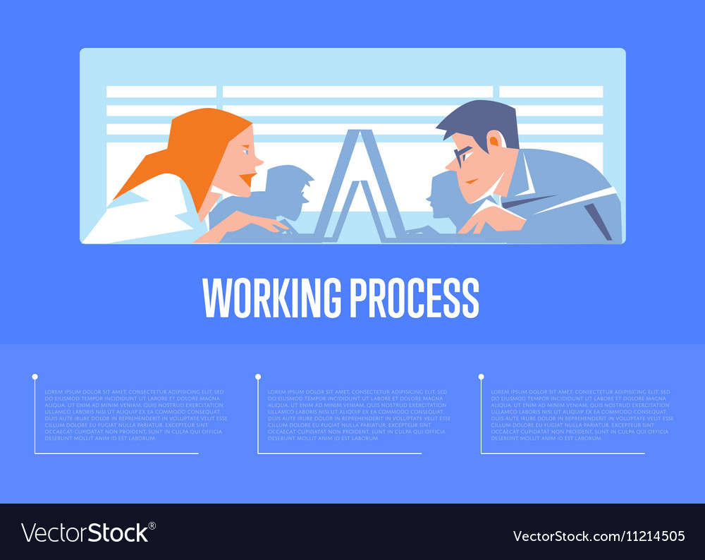 Working process banner with business people