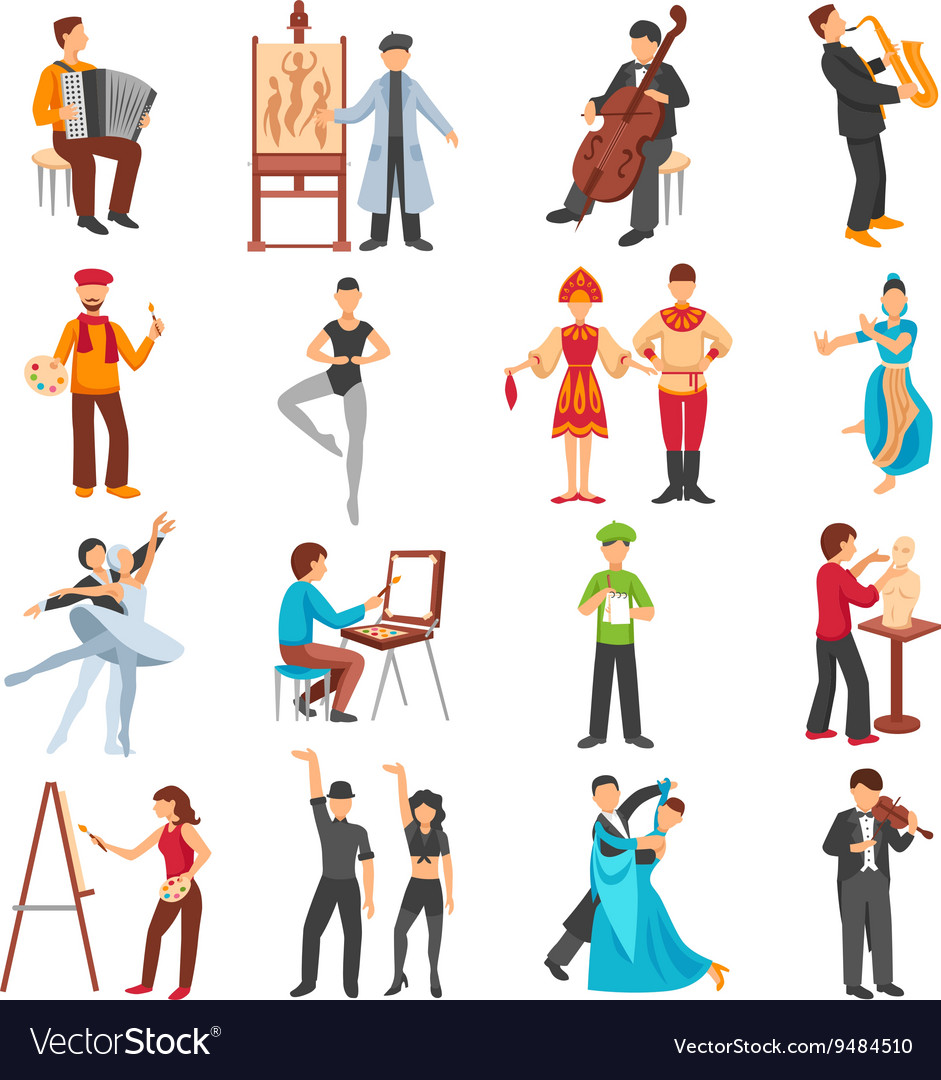 Artist people icons set Royalty Free Vector Image