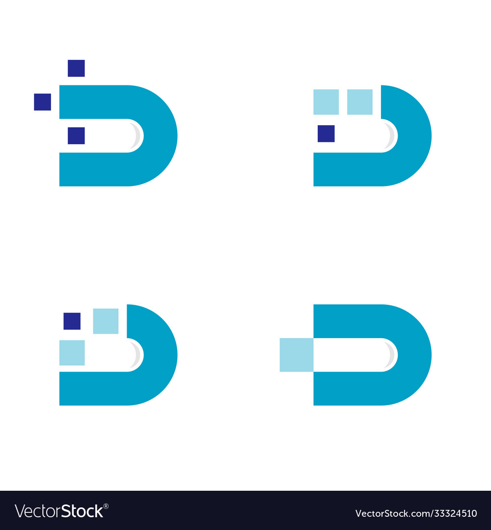 Set d initial for pixel logo design template