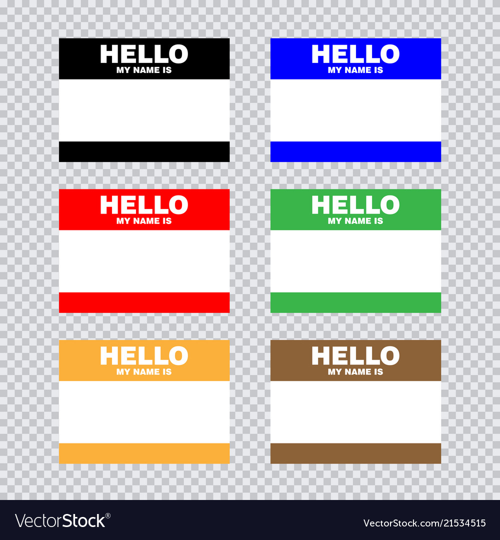 Blank Template My Name Is Set Color Blank Vector Image Blank Template My Name Is Set Color Blank Vector Image