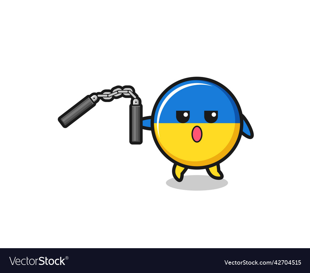 Cartoon der Ukraine-Flagge mit Nunchaku