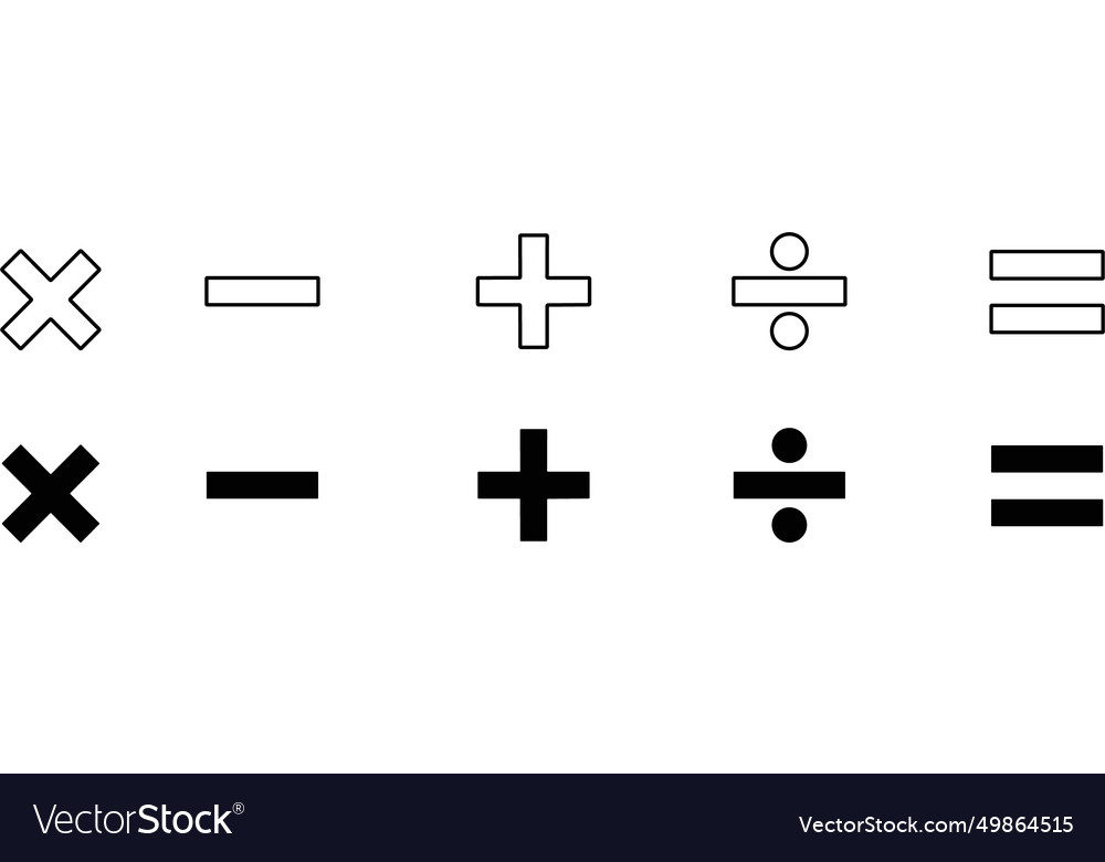 Math symbols icon set mathematic minus plus equal Vector Image