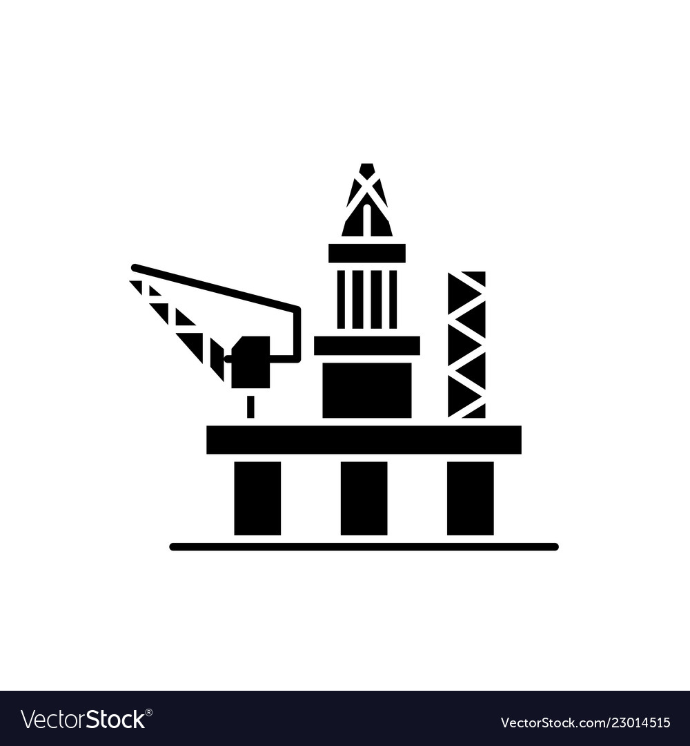 Ölplattformen schwarzes Symbolzeichen auf isoliert