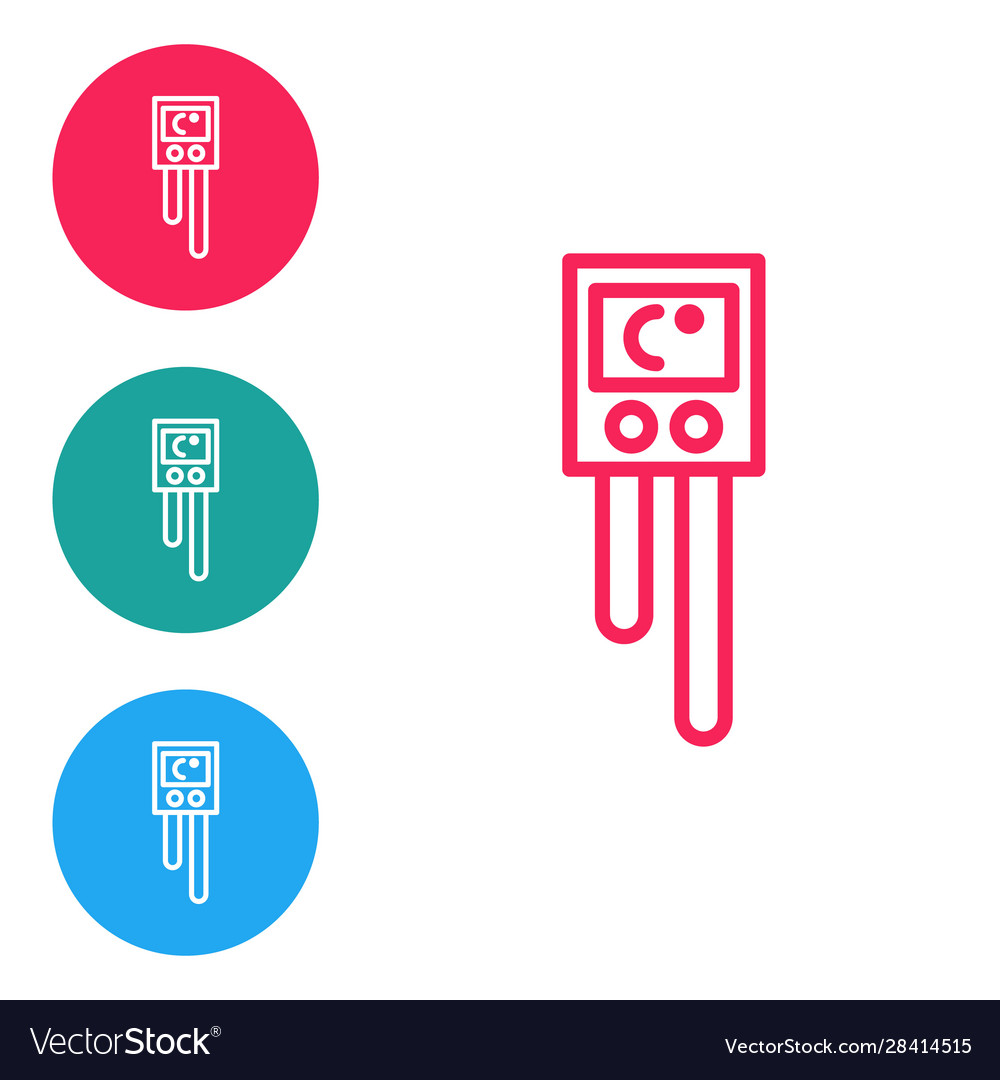 Red line temperature and humidity sensor icon vector image Red line temperature and humidity sensor icon