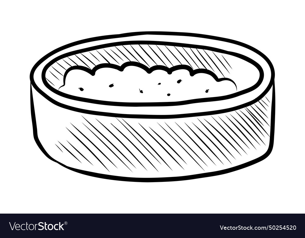 Black and white drawing of a bowl food