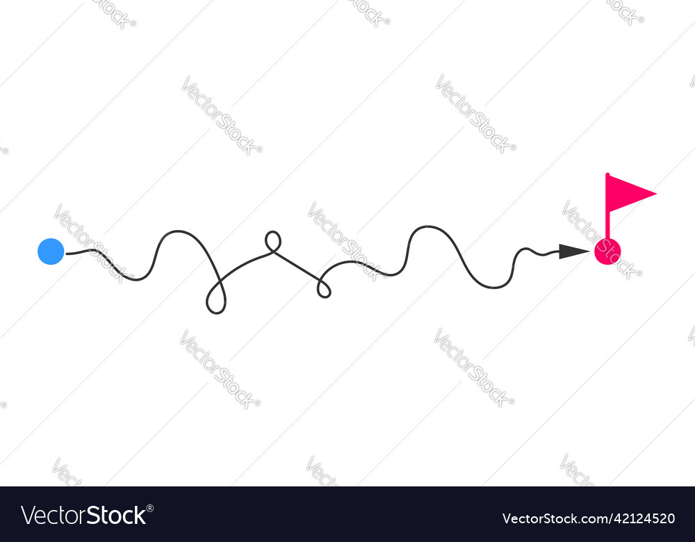 Curved line with start point and direction arrow