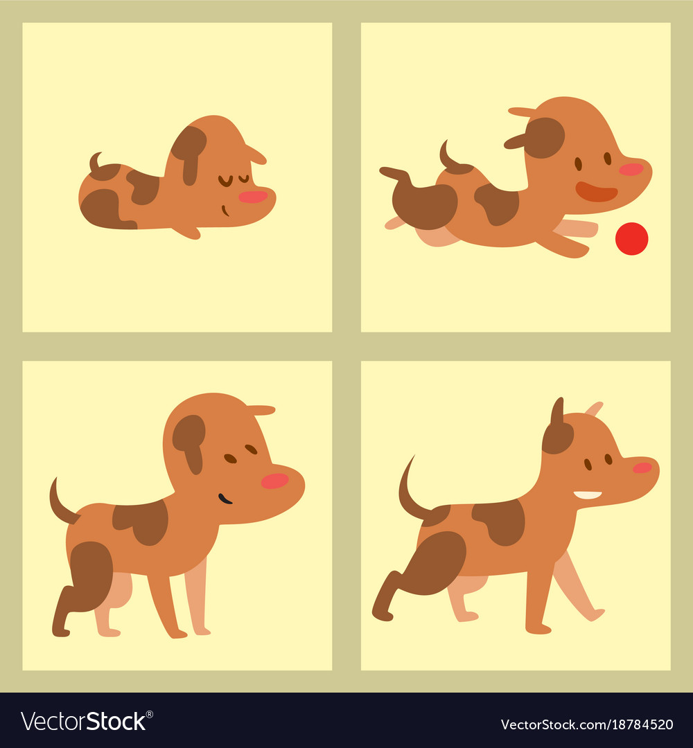 Cute playing dogs characters