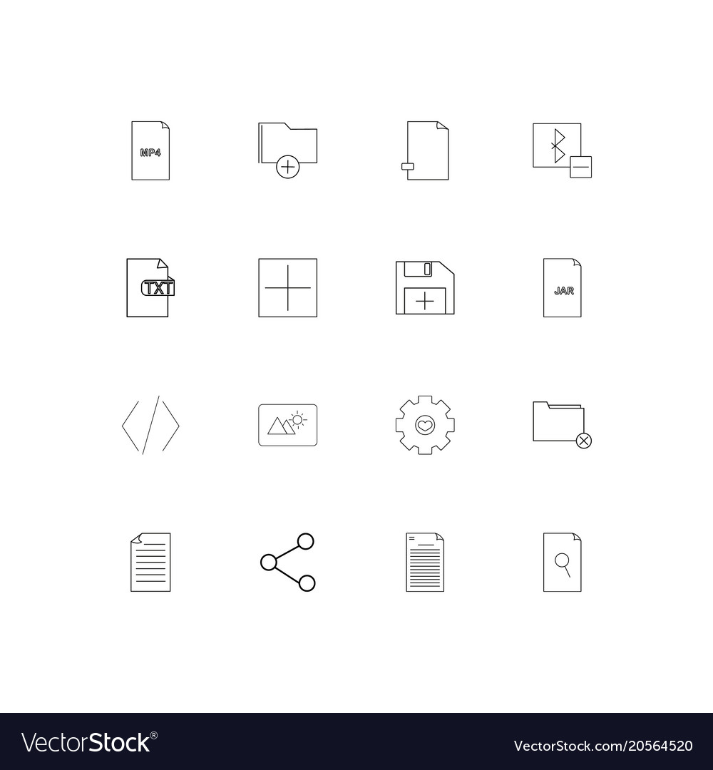 Files and folders sign simple linear icons set