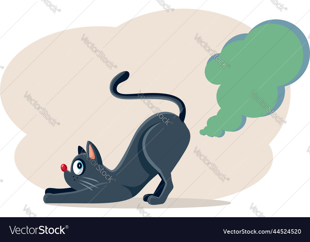 Funny domestic cat farting cartoon Royalty Free Vector Image