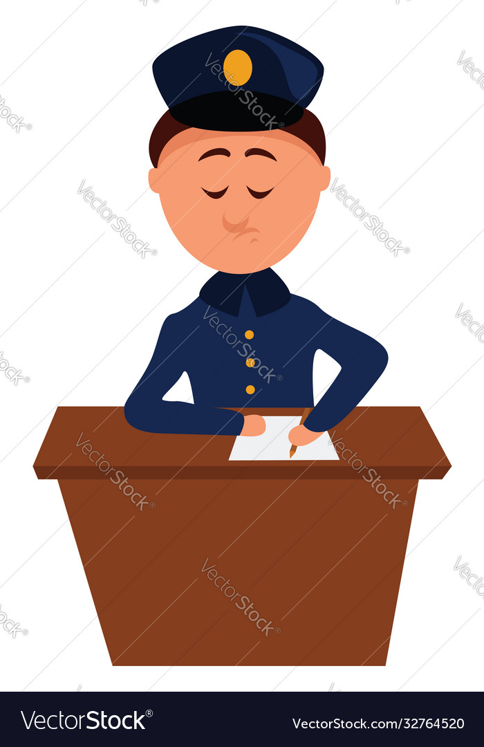 Policeman in police station on white background Vector Image