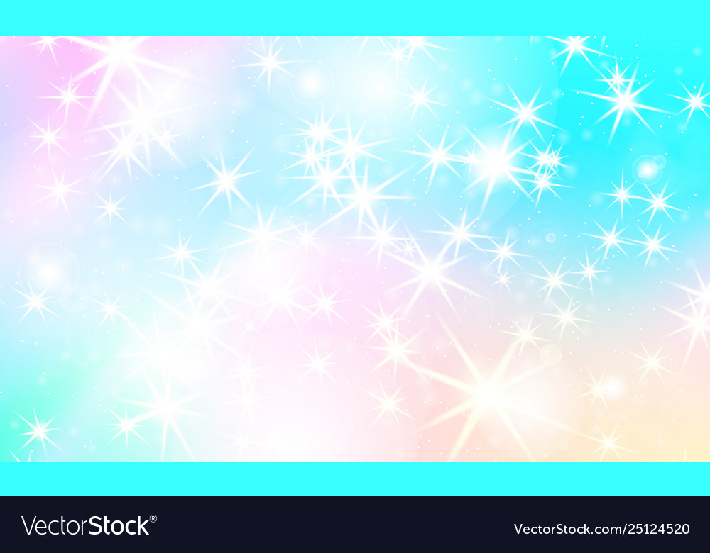 Unicorn rainbow background holographic sky