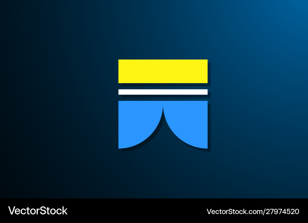 W yellow blue bold logo letter alphabet Royalty Free Vector