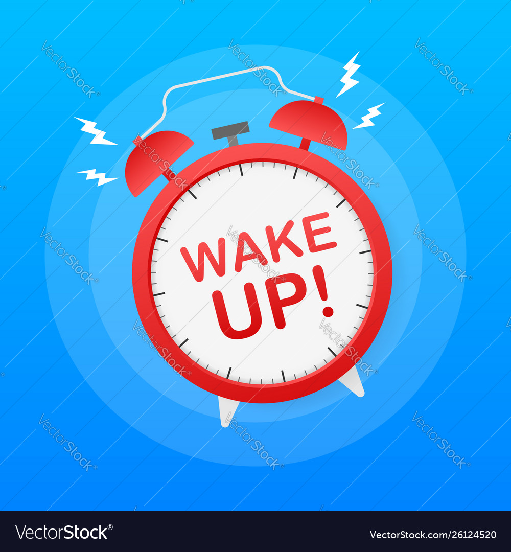 Wake up poster with alarm clock stock Royalty Free Vector