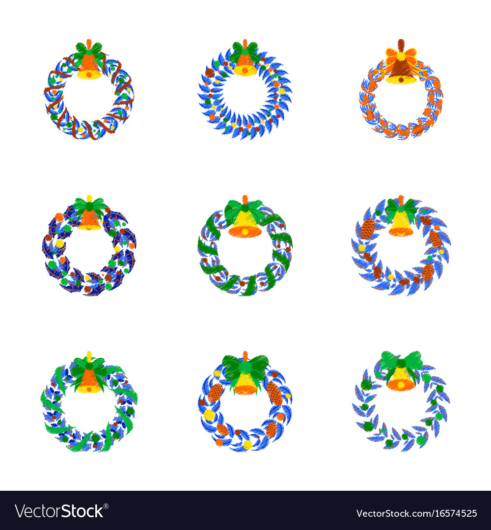 Assembly flat shading style christmas wreath