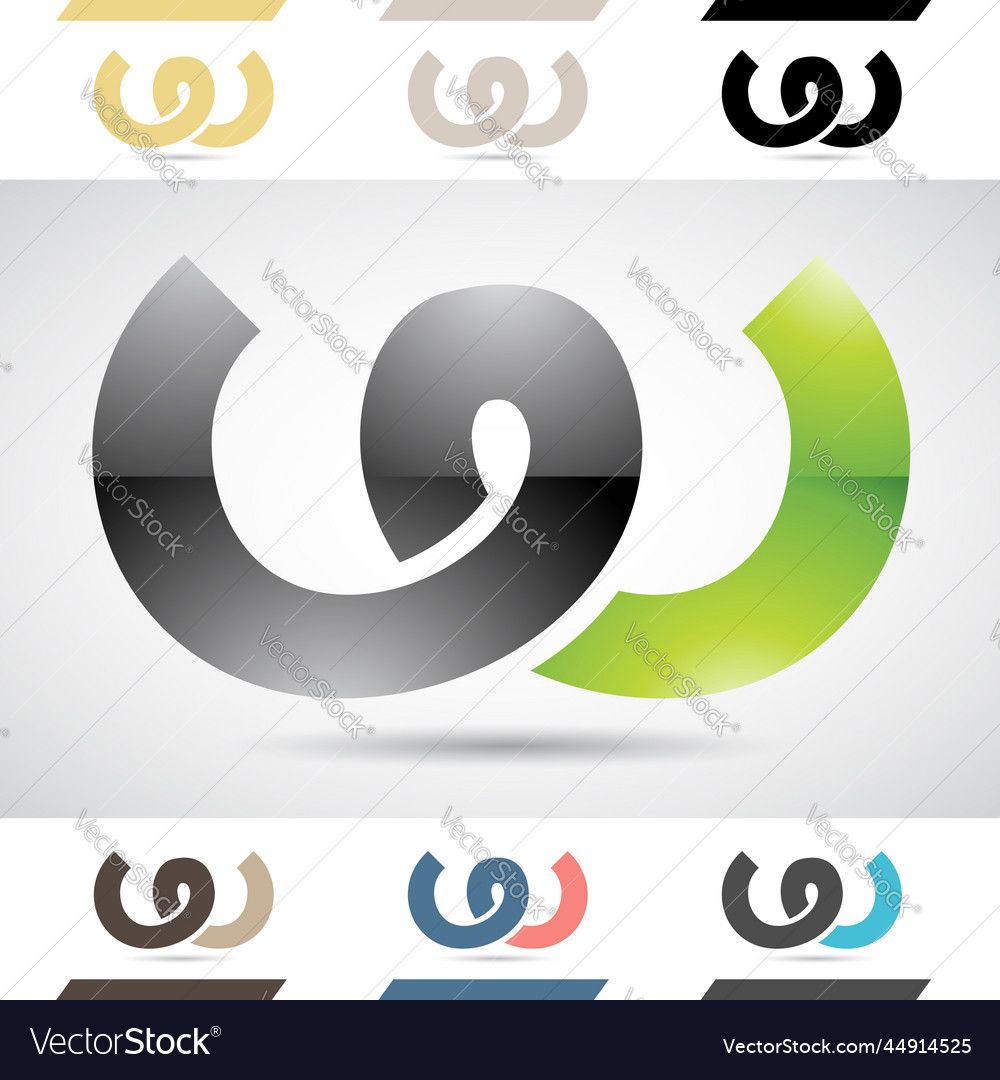 Black and green abstract glossy logo icon