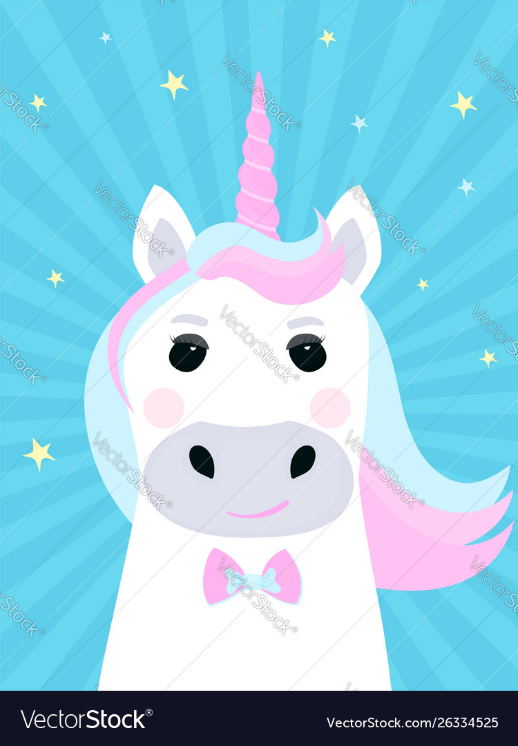 Cute unicorn cartoon character funny fantastic