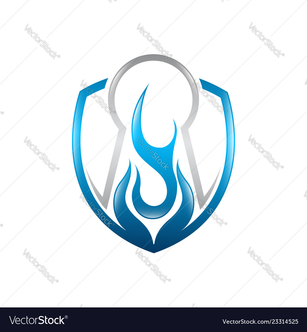 Fire key holo flame logo template icon oil gas