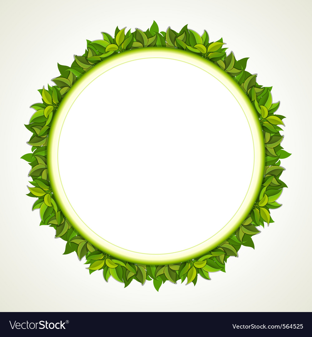 Download Green leaves round frame Royalty Free Vector Image