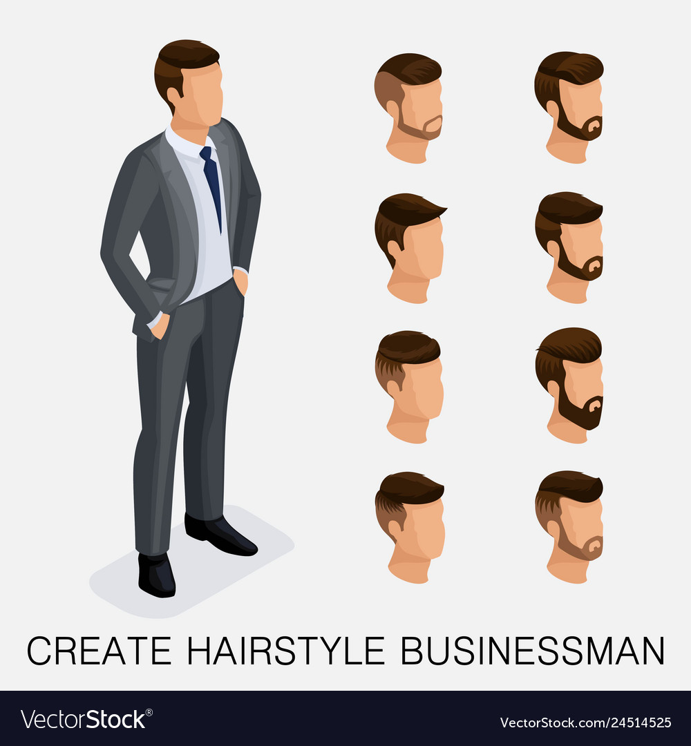 Isometric businessmen set head