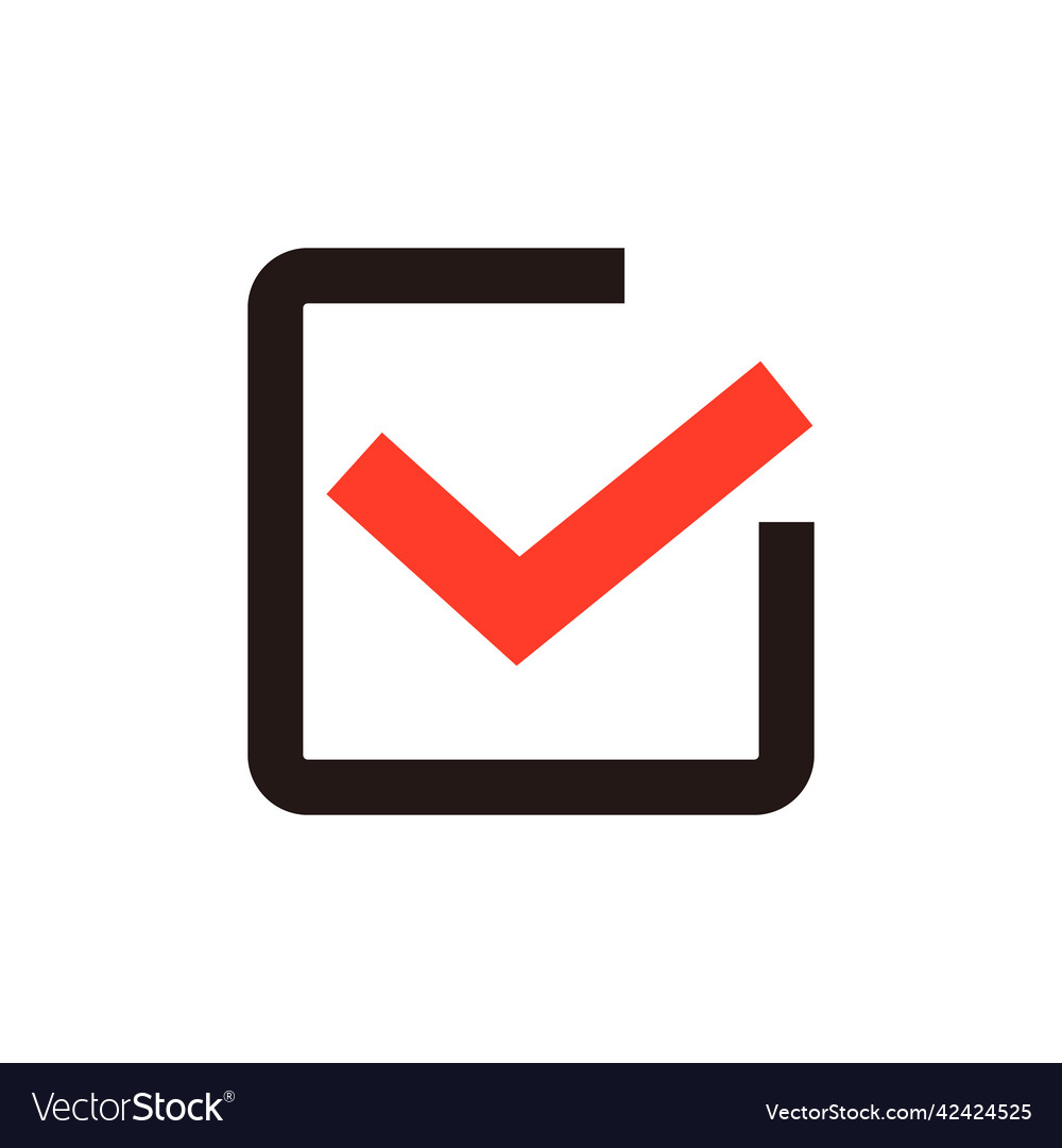 Red checkbox icon of confirmation and decision