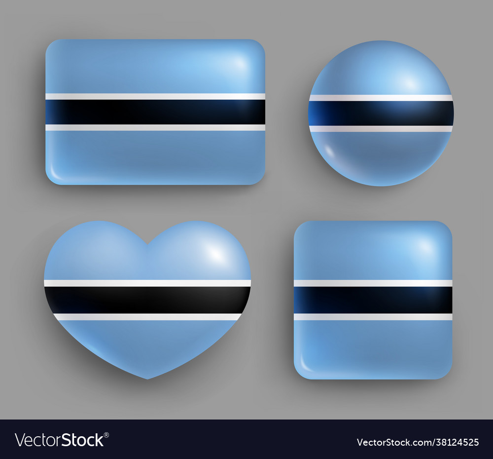 Set glänzende Tasten mit Botswana Country Flag