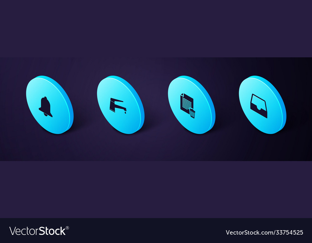 Set isometric social media inbox delete file vector image Set isometric social media inbox delete file