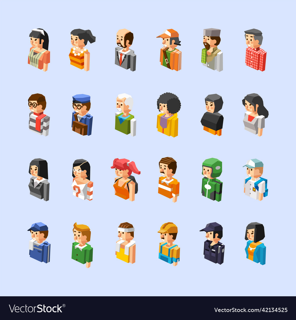 Set of different people character half body Vector Image