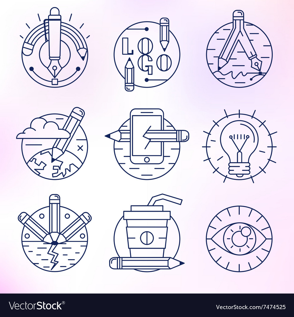 Set of icons in modern linear style