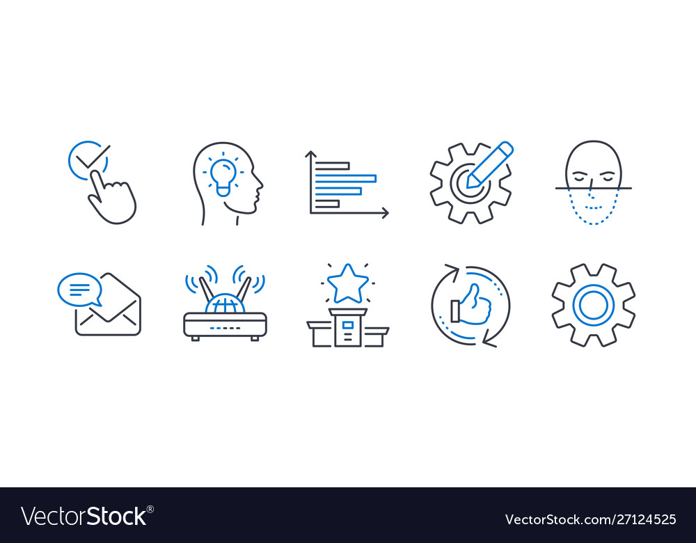 Set technology icons such as cogwheel wifi