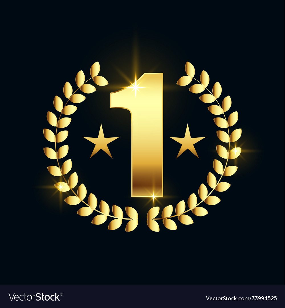 Shiny golden number one star label design Vector Image