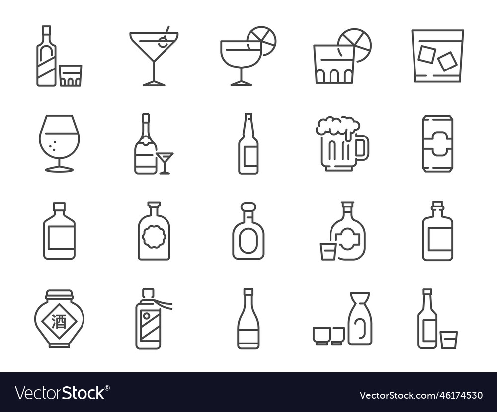 Alcohol and liquor icon set Royalty Free Vector Image