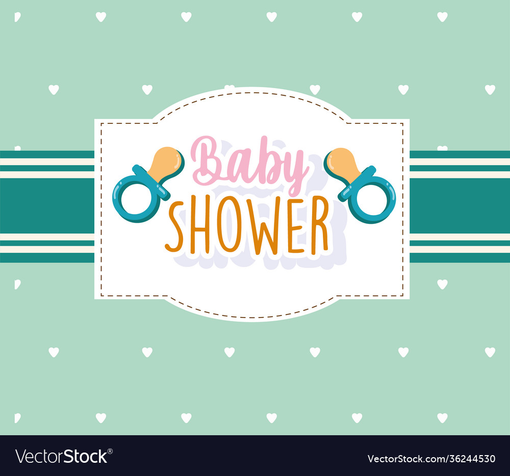 Baby shower invitation card pacifier welcome Vector Image