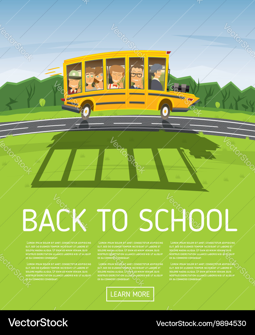 Back to school yellow racing bus Royalty Free Vector Image